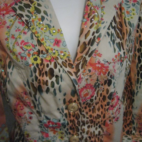 Jacket Leopard Print w/ Rhinestones size L - Picture 6 of 10